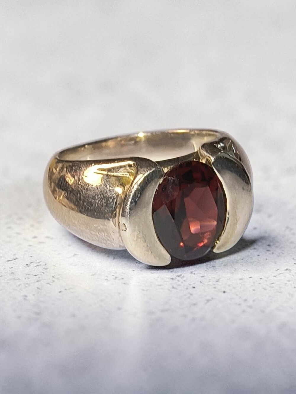 Sterling Silver Chunky Garnet Statement Ring - Brand New